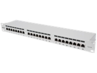 CAT6A PATCH PANEL 24-PORT FTP- 1U SHIELD 90/DEG TOP/PUN DWN GRY
