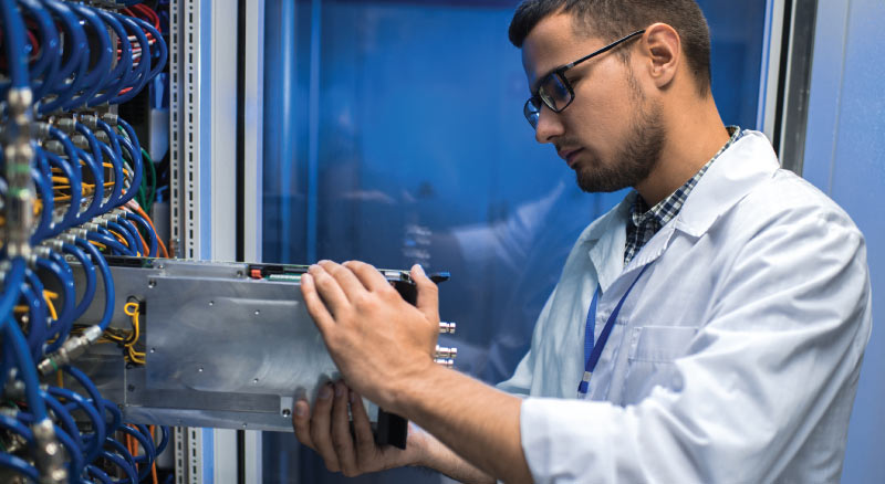 Man working on server