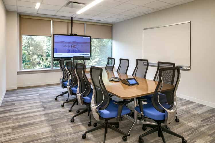 Interactive touch panel with touch control and conferencing at table