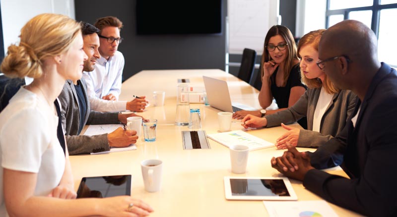 Meeting in a conference room