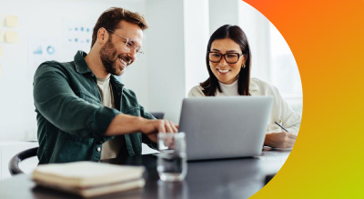 Employees using ai features on laptop