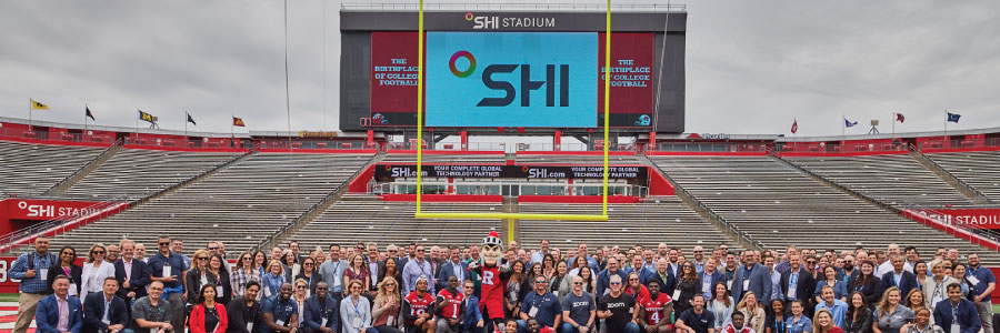 Rutgers football players hosted over 200 SHI employees and business partners during SHI’s Exec-to-Exec Partner Conference at SHI Stadium in May, 2022.