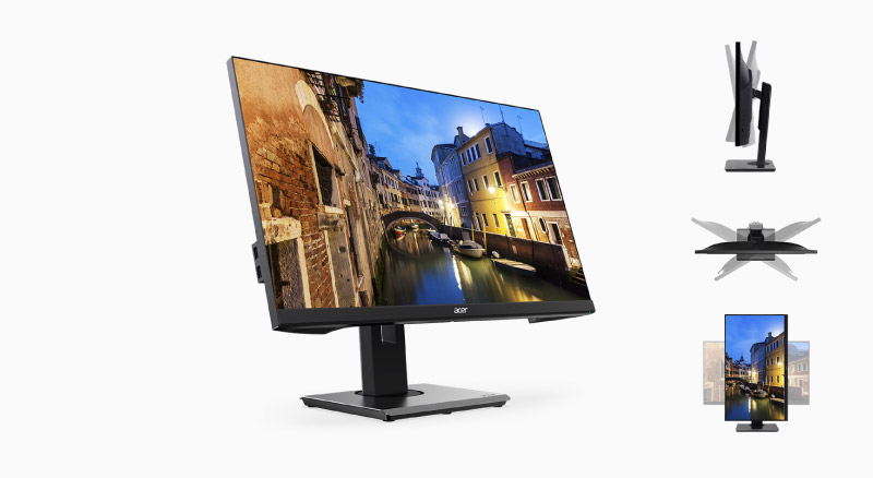 Acer monitor displaying ergnomic design features