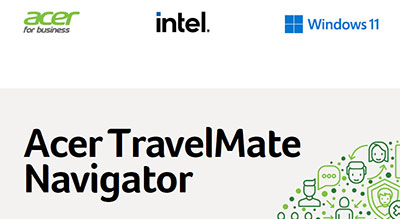 Two Acer Acer TravelMate Navigato laptops displaying their screens