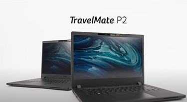Two Acer TravelMate P2 laptops displaying their screens