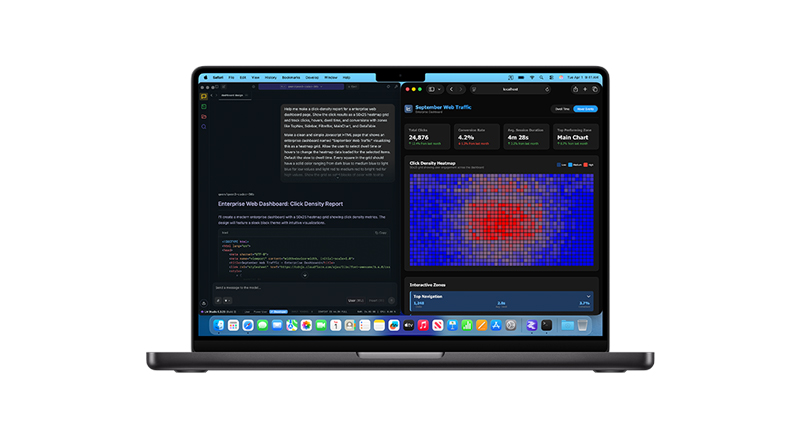 A Macbook open to two different tabs on-screen