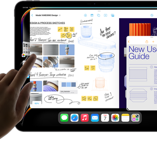 Multitasking view of iPadOS on iPad Pro shows multiple apps running simultaneously