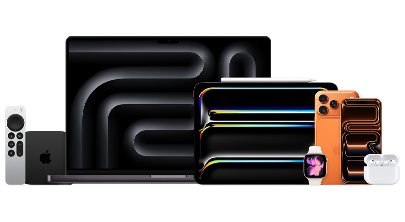 An assortment of Apple devices