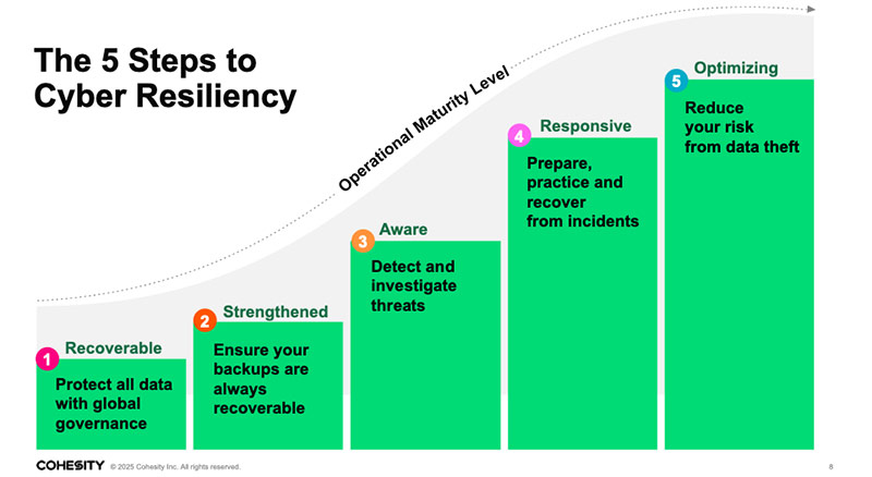 Illustration of Cohesity's 5 steps to cyber resiliency