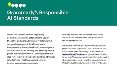 Grammarly responsible ai standards datasheet thumbnail