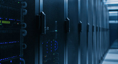 A row of data server racks