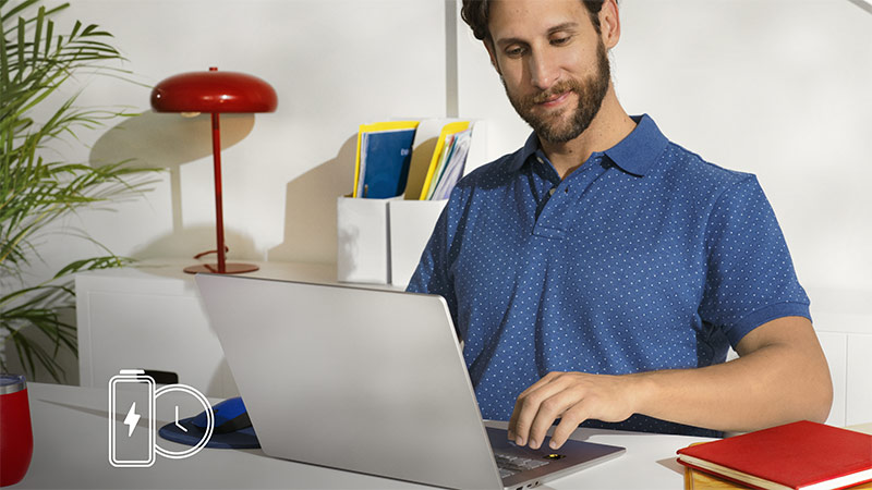 Employee working on a device with snapdragon x elite