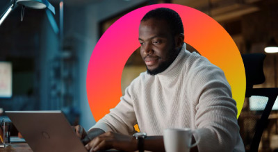 Man working on the computer in office