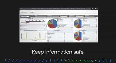 Keep information safe written under a computer dashboard