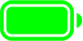 Une icône de batterie complètement chargée en vert fluorescent.