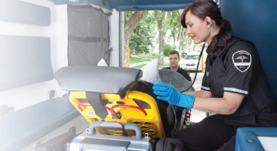 Woman on ambulance
