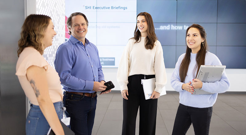 Employee Smiling and Working