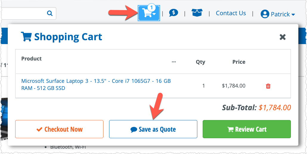 Shopping Cart Panel