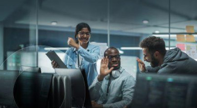 Coworkers working together in the office