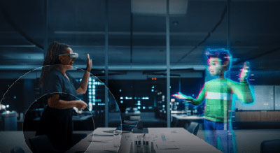 Man and woman wearing VR headset