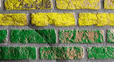 Yellow and Green brick wall
