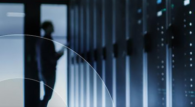 Man examines data center