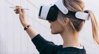 Woman using VR headset