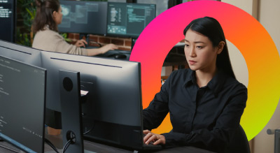 Woman working on the computer