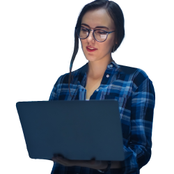 A woman looking at laptop