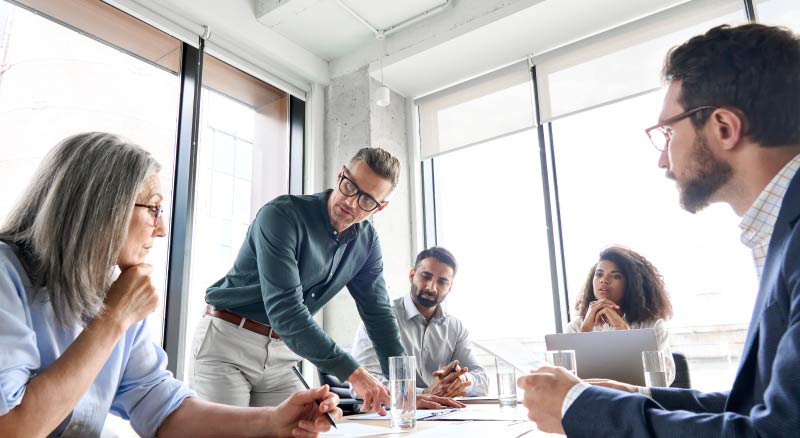 Businesspeople working together in a meeting