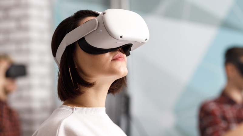 Woman using VR headset