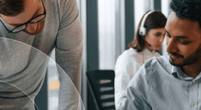 Two people working together in an office