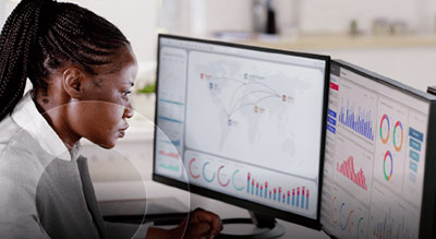 Individual using a computer in an office setting