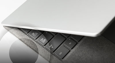 A close-up view of a modern laptop keyboard with a sleek design aesthetic