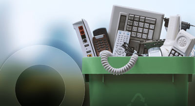 Recycling bin containing old technology.