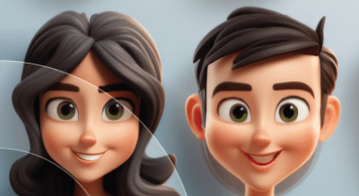 A cartoon character of a man and woman