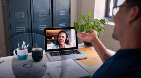 Two people talking virtually