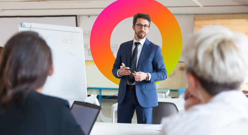 Man standing in front of whiteboard