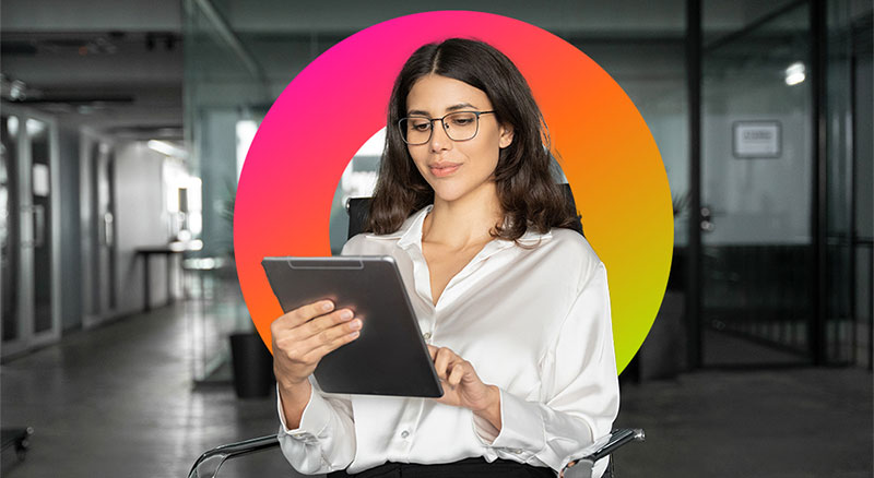 One individual using a tablet