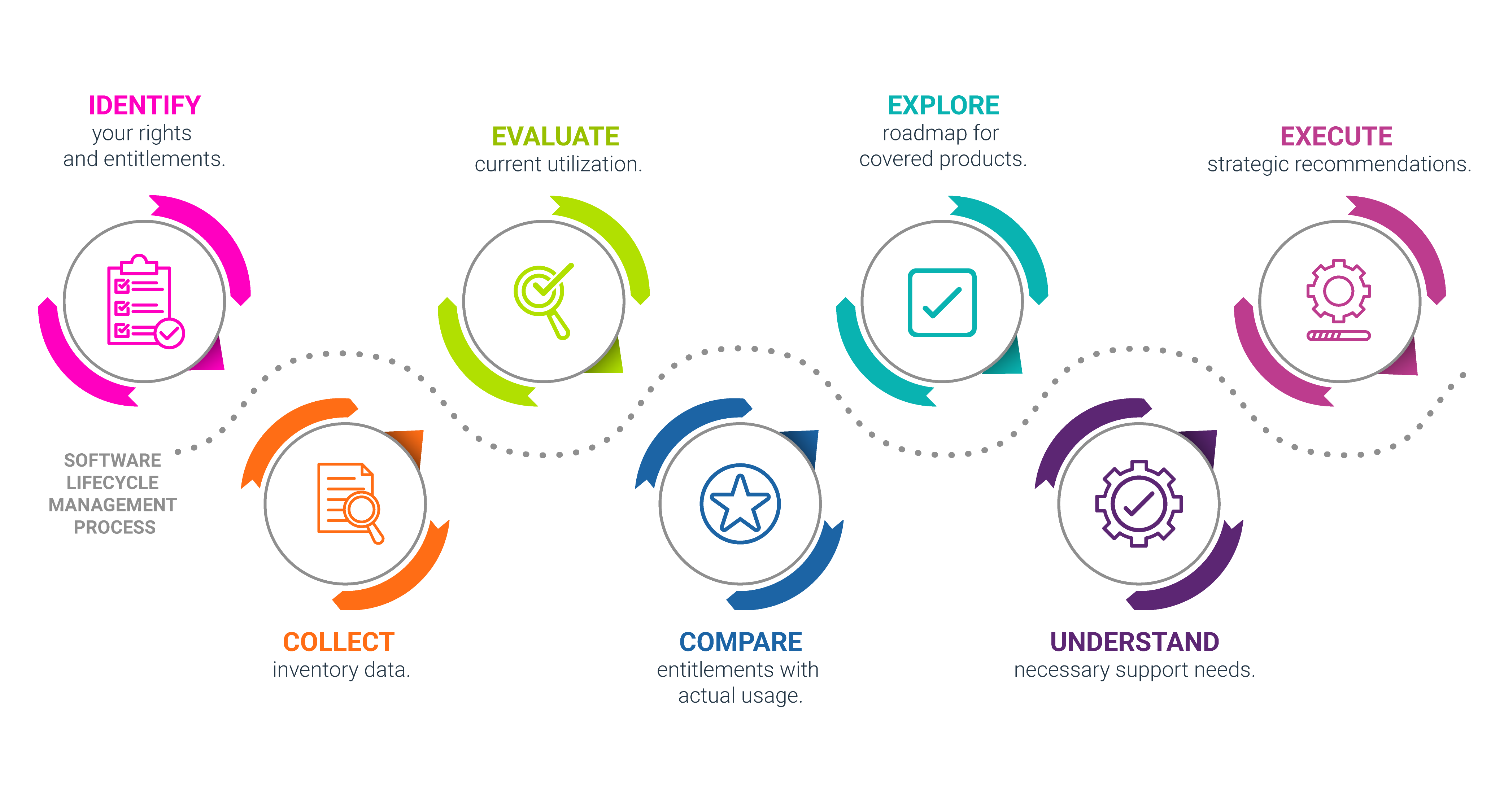 Software lifecycle management process graphic