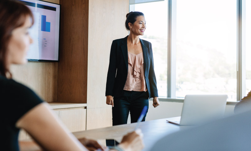 Woman leading meeting