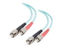 C2G 20m ST-ST 10Gb 50/125 OM3 Duplex Multimode PVC Fiber Optic Cable (USA-Made) - Aqua - patch cable - 20 m - aqua