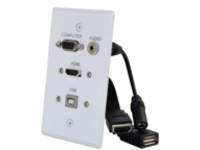 HDMI, VGA, 3.5MM AUDIO AND USB PASS THROUGH SINGLE GANG WALL PLATE