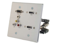 C2G RapidRun VGA, Stereo Audio, Composite Video and RCA Stereo Audio Double Gang Wall Plate with Dual HDMI Pass Through