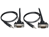 Tripp Lite 3ft SVGA / VGA Coax Monitor Cable Low Profile with Audio and RGB High Resolution HD15 M/M 3'