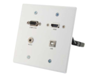 C2G RapidRun VGA &#x2B; 3.5mm Double Gang Wall Plate &#x2B; HDMI and USB Pass Through