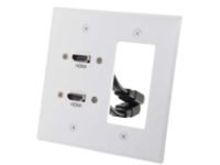 C2G Dual HDMI Pass Through Double Gang Wall Plate with One Decorative Cutout-White