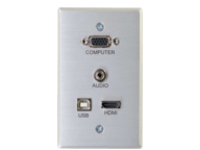 C2G RapidRun VGA + 3.5mm + HDMI and USB Pass Through Single Gang Wall Plate
