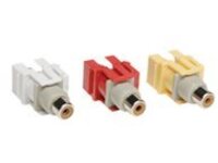 Tripp Lite 3 Piece Composite Audio Video Keystone Jack, Snap-in Module Red Yellow White F/F