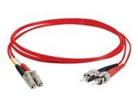 C2G 3m LC-ST 62.5/125 OM1 Duplex Multimode PVC Fiber Optic Cable - Red - patch cable - 3 m - red
